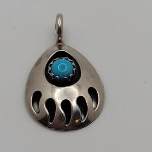 Vintage SJ Navajo-Style Sterling Silver Bear Paw Design Pendant